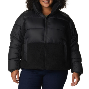 Women's Columbia Leadbetter Point Sherpa Hybrid Plus Size Jacket 2022 in Black size 2X | Nylon/Polyester